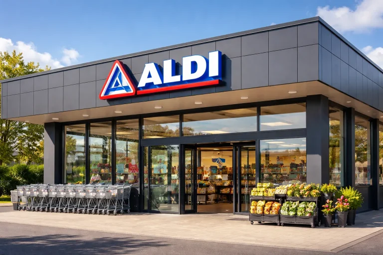 Moderne Aldi winkel in Hoogeveen buitenzijde