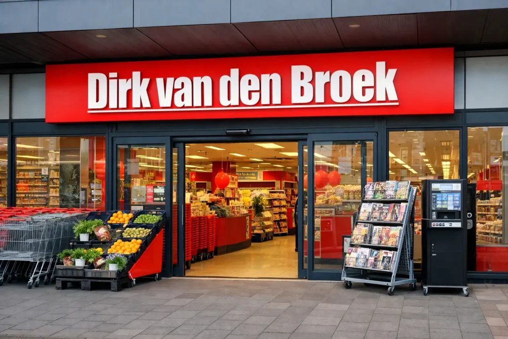 Ingang van Dirk van den Broek supermarkt in Hoogeveen
