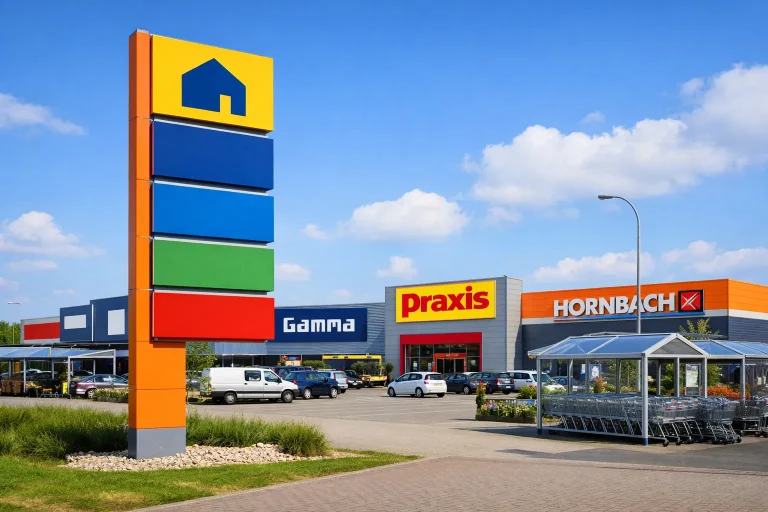 Bouwmarkt winkels met parkeerplaats in Hoogeveen