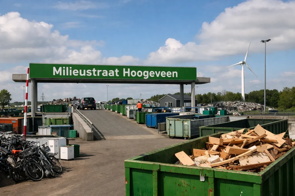 Recyclecentrum met containers in Hoogeveen